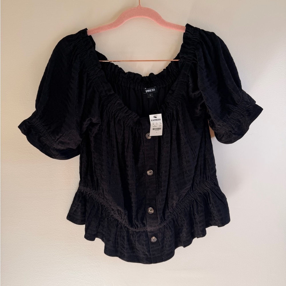 NWT Express Black Textured Blouse